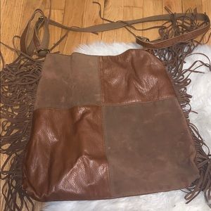Faux leather fringe bag